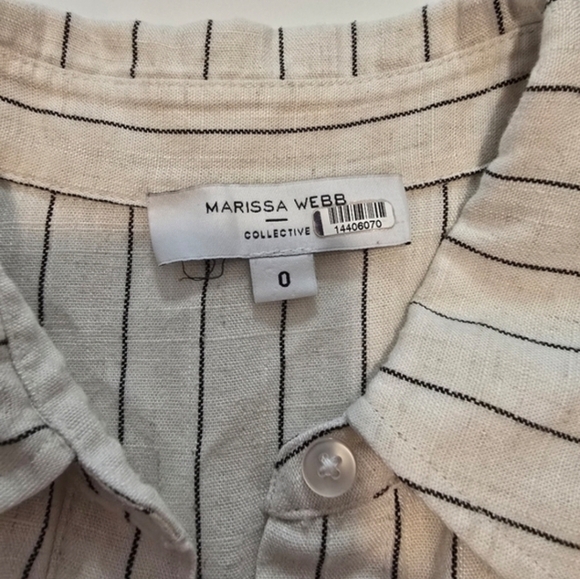 Marissa Webb Tie Waist Linen Dress Off White Casual Collared neck Short Sleeve - Picture 6 of 11